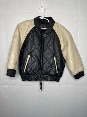 Vintage Shebang USA Kids Bomber Jacket Quilted Thick 100% Leather Size Small 4/5
